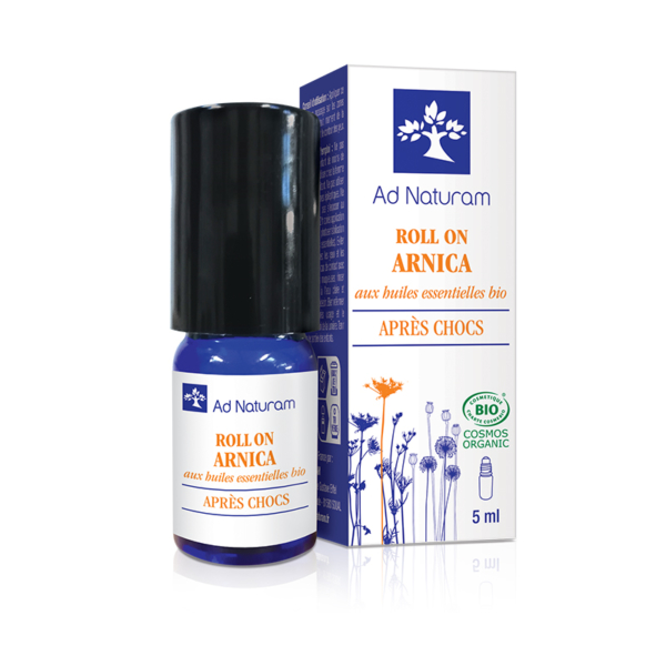 Roll On Arnica aux huiles essentielles BIO Ad Naturam, vous soulage après les chocs.