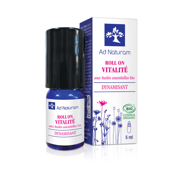 Roll On Vitalité aux huiles essentielles BIO Ad Naturam, dynamisant