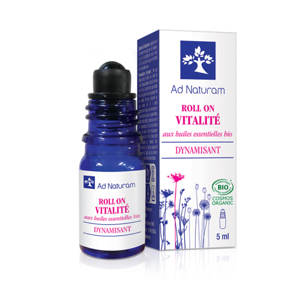 Roll On Vitalité aux huiles essentielles BIO Ad Naturam, dynamisant