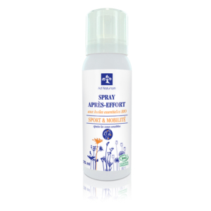 Spray Apres effort aux huiles essentielles BIO Ad Naturam. Apaise les zone sensibles pour le sport et la mobilité