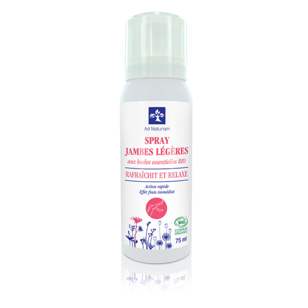 Spray jambes légères aux huiles essentielles BIO Ad Naturam, rafraîchit et relaxe pour une action rapide